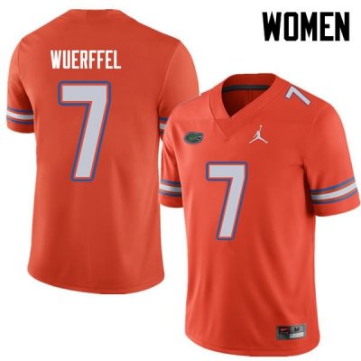 Women's Florida Gators #7 Danny Wuerffel NCAA Jordan Brand Orange Authentic Stitched College Football Jersey PRE1162MV